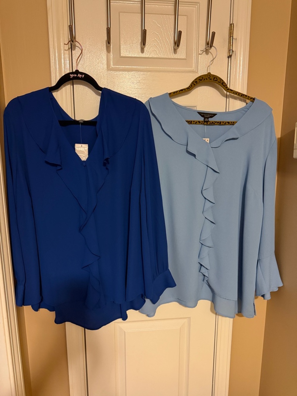 Investments and The Limited Ruffle Front Blouses - Royal Blue & Light Blue